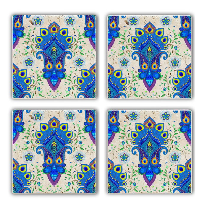 Hermia Alfombrilla de cristal Multicolor (4 piezas) de Piedra Natural 10x10 cm Hermia Alfombrilla de cristal Multicolor (4 piezas) de Piedra Natural 10x10 cm